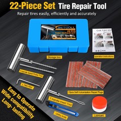 Universal Tire Repair Kit 22 Piece Heavy Duty Plug Set for Cars, Trucks, RVs