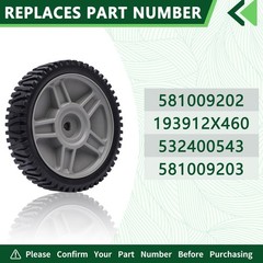 193912X460 Lawn Mower Wheels Fit for Husqvarna Craftsman Poulan Push Mower Fr&hellip;