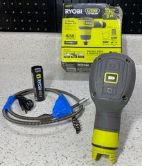 RYOBI Cordless Drain Auger with 2.0Ah USB Lithium Battery and Charging FVPC55K