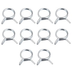 Double Wire Spring Hose Clamp, 10pcs 65Mn Steel 25mm Spring Clips, Silver Tone