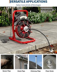 Drain Cleaner 75FT x1/2 In Steel Core Cable 370W Electric Drain Cleaning Machine