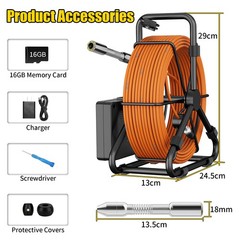 30M Sewer Pipe Inspection Camera 18mm IP68 Drain Camera 4.3&Prime; 16GB DVR Monitor