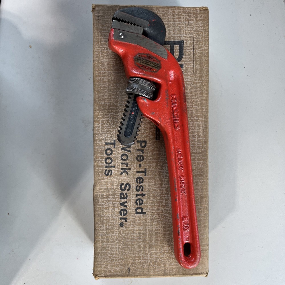 New Old Stock RIDGID Offset 10 Inch Pipe Wrench, E10, Heavy Duty USA Made