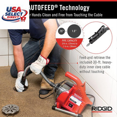 Powerclear 120V Drain Cleaning Machine Kit with AUTOFEED & Guide Hose