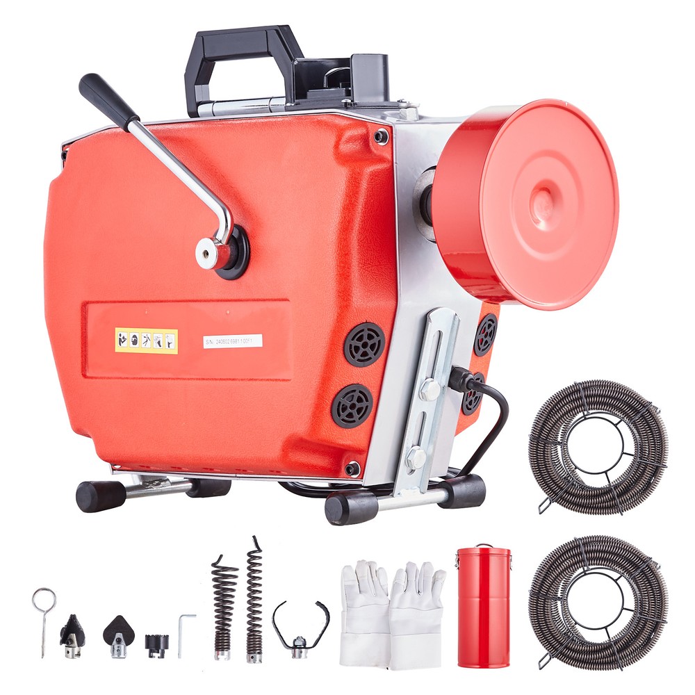 VEVOR Drain Cleaner Machine 120FT x 7/8&Prime; 420W Sewer Snake Auger Manual Feed