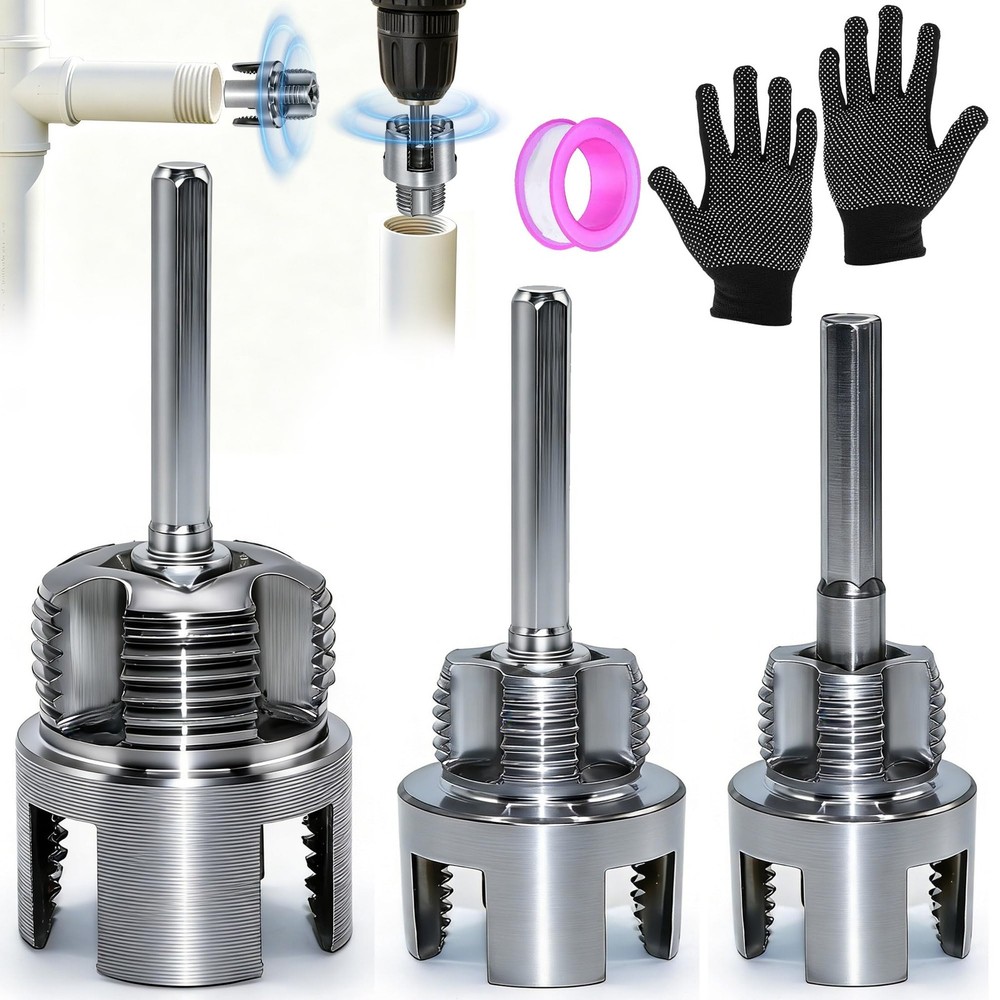 3 Pcs PVC Pipe Threader Set Internal External NPT Threading Die Guide Tool