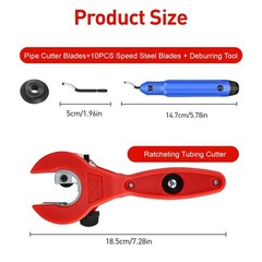 Ratcheting Tubing Pipe Cutter & Deburring Tool for Copper PVC HVAC Auto Repair