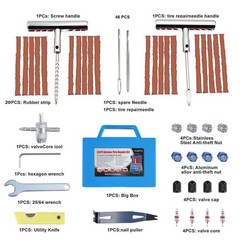 Tire Repair Kit,46pcs Heavy Duty Tire Plug Kit, With Universal Tire Pat