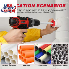 9-Piece PVC Pipe Reamer Kit for 1/2&Prime; Drills &ndash; 1/2&Prime; to 4&Prime; Sizes