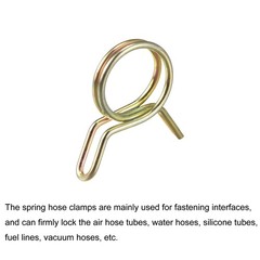 Double Wire Spring Hose Clamp, 10pcs 65Mn Steel 9mm Clips, Color Zinc Plated