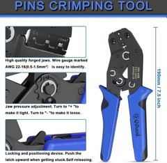Wire Terminal Crimping Tool Kit, Ratcheting Wire Crimper AWG 22-16(0.5-1.5mm&sup2;)