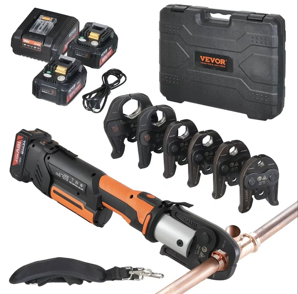 VEVOR Press Tool 18V Electric Pipe Crimping Tool for 1/2&Prime; 3/4&Prime; 1&Prime; Copper Pipes