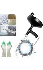 Drain Auger 25 Ft with Gloves, Plumbing Snake Drain Auger Hair Clog Remover