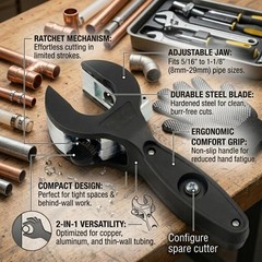 Ratcheting Tubing Cutter, Tubing Cutter 1/4&Prime; To 7/8&Prime;, 2 in 1 Close Quarters T&hellip;
