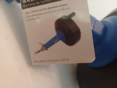 Kobalt 1/4&Prime; x 15-ft Carbon Wire Hand Drain Auger 1-1/4&Prime;-2&Prime; Drains NWT