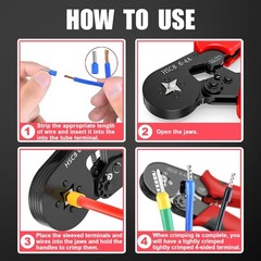 Self-Adjusting Ratchet Wire Ferrule Crimping Tool AWG 23-7 (0.25-10mm&sup2;) Red