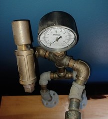 MIXED-METAL PIPE ROBOT ART 6-1/4 POUNDS MODULAR STEAMPUNK TORCH PATINA 1286