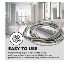 PLUMBCRAFT Manual Drain Pipe Auger 25FT for Small to Medium Household Drains
