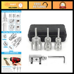5-Piece Pipe Threading Tool Kit with 1/2&Prime; 3/4&Prime; 1&Prime; Dies, Bolt Extractor, Steel Ca