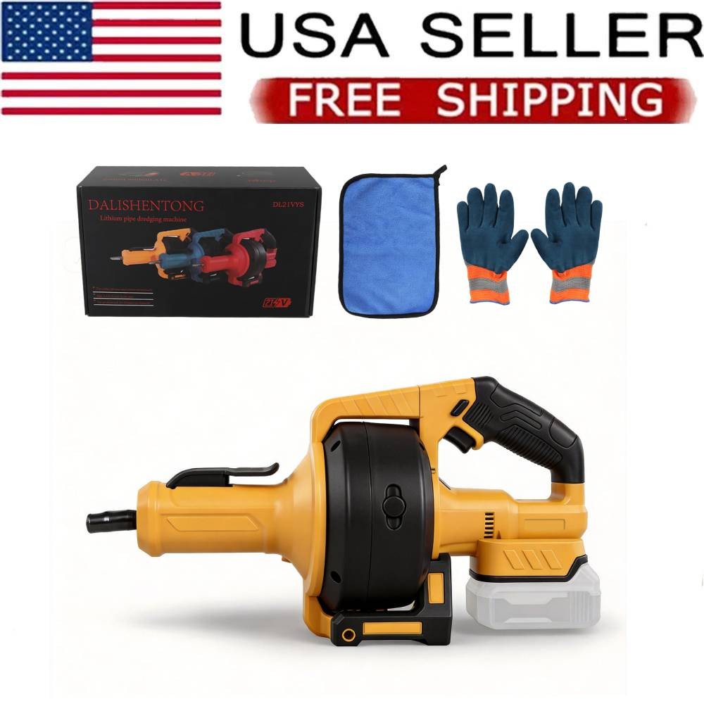 New 21V Electric Drain Auger Auto-Feed 25ft Plumbing Snake for 3/4&Prime;-3.55&Prime; Pipes