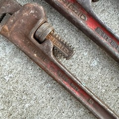 Ridgid Lot (3) Vintage Drop Forged Pipe Wrenches USA Ridge Tool Co 10&rdquo;, 14&rdquo;, 18&rdquo;