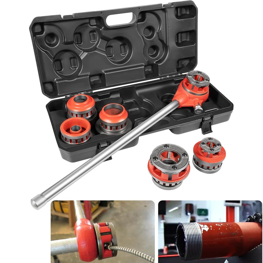 Tool 12-R 1/2&Prime; &ndash; 2&Prime; NPT Exposed Ratchet Pipe Threader Set fits RIDGID Dies 36475