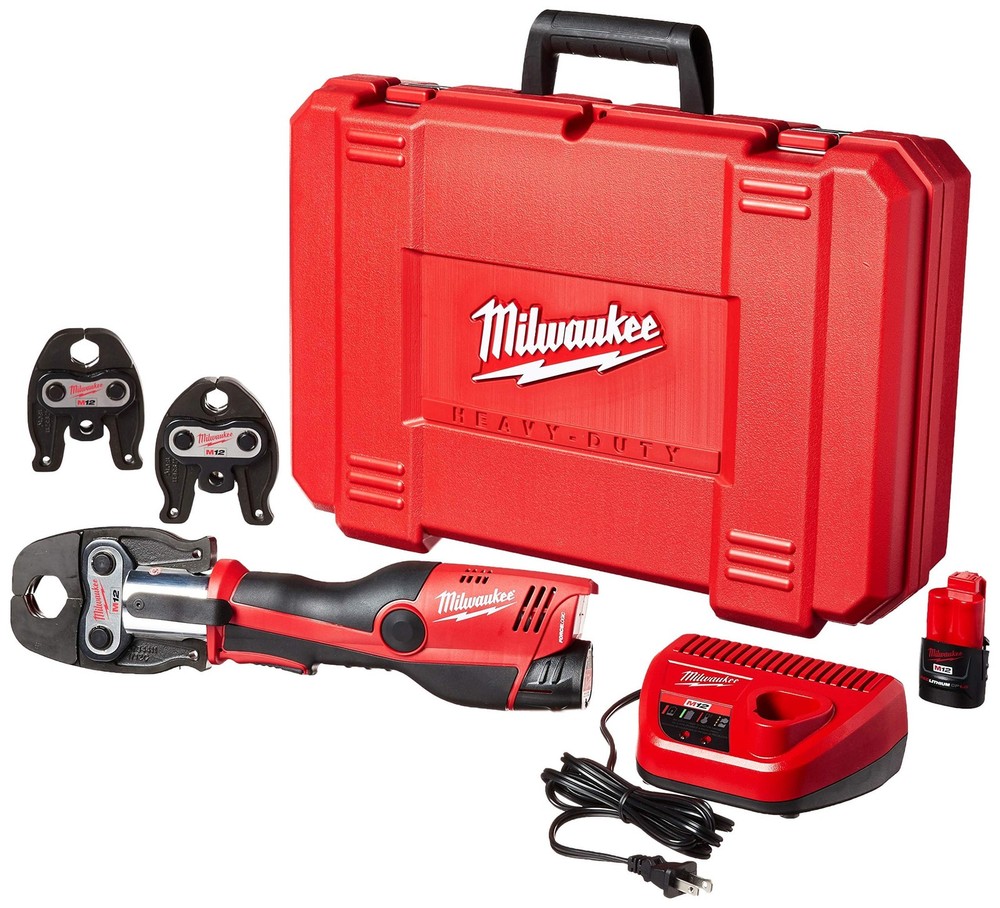 Milwaukee 2473-22 M12 Force Logic Press tool 1/2&Prime; &ndash; 1&Prime; Kit Black, Red