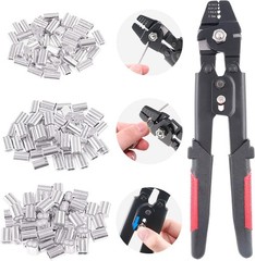 Glarks Fishing Crimping Tool Swager for Wire Rope Up To 2.2mm with Ferrule Kit