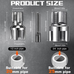 Otoolling Pipe Thread Cutting Tool Integrated Internal & 2 Sizes, Silver
