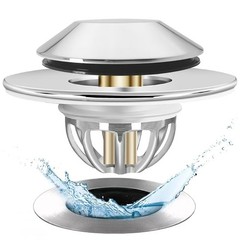 Anlige Bathtub Drain Stopper,Pop Up 2.75 x x 0.9 inches, Chrome Silver
