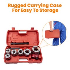 Ratchet Pipe Threader Kit Die Bar Head Handle Tool Set 1/4&rdquo; 3/4&rdquo; w/ 6 Dies