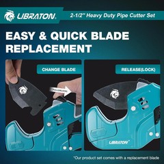 LIBRATON 2-1/2&Prime; Ratchet PVC Pipe Cutter, 2 Adjustable Ranges PVC Cutter | Heavy-