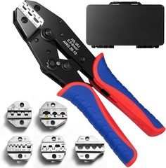 Ratchet Crimping Tool Set for Heat Shrink, Non-Insulated, Ferrule, and Solar Con