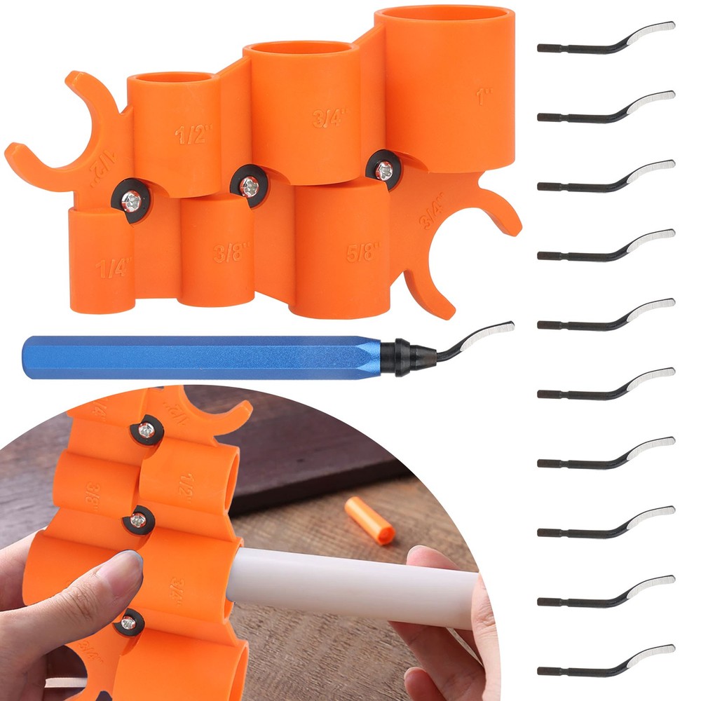 12x 1/4&Prime;-1&Prime; Pipe Depth Gauge Deburring Kit Plumbing Tool for PEX Copper PVC CPVC