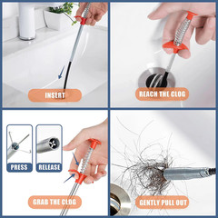 35.5inch Drain Clog Remover(1pcs), 25inch Snake &lrm;black Orange White