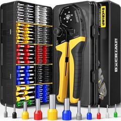 Hex Ferrule Crimping Tool Kit, AWG 24-4 (0.25-25mm&sup2;) Self-Adjusting Ratcheting W