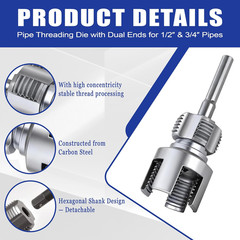 2-In-1 PVC Pipe Threader Kit with 1/2&Prime; & 3/4&Prime; Dies &ndash; Complete Dual Function Inte