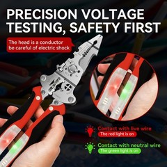 Foldable Heavy Duty 16-in-1 Wire Stripper with 12-250V Voltage Tester, Electrici