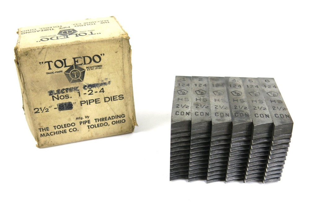 Toledo 1-2-4 Pipe Threader Dies 2-1/2&Prime; Conduit &ndash; New Old Stock