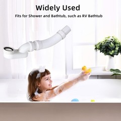Flexible Freestanding Tub Drain Kit &ndash; Low Profile Flat P 1 1/2 inch, White