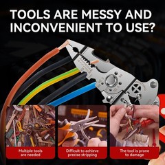 Foldable Heavy Duty 16-in-1 Wire Stripper with 12-250V Voltage Tester, Electrici