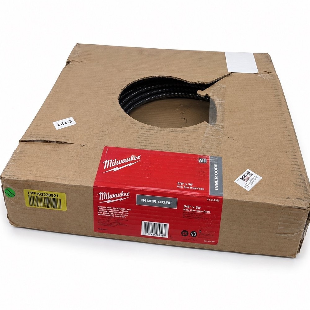 Milwaukee Tool &ndash; 48-53-2350 Drain Cleaning Cable 50 ft 5/8 in Dia NIB New