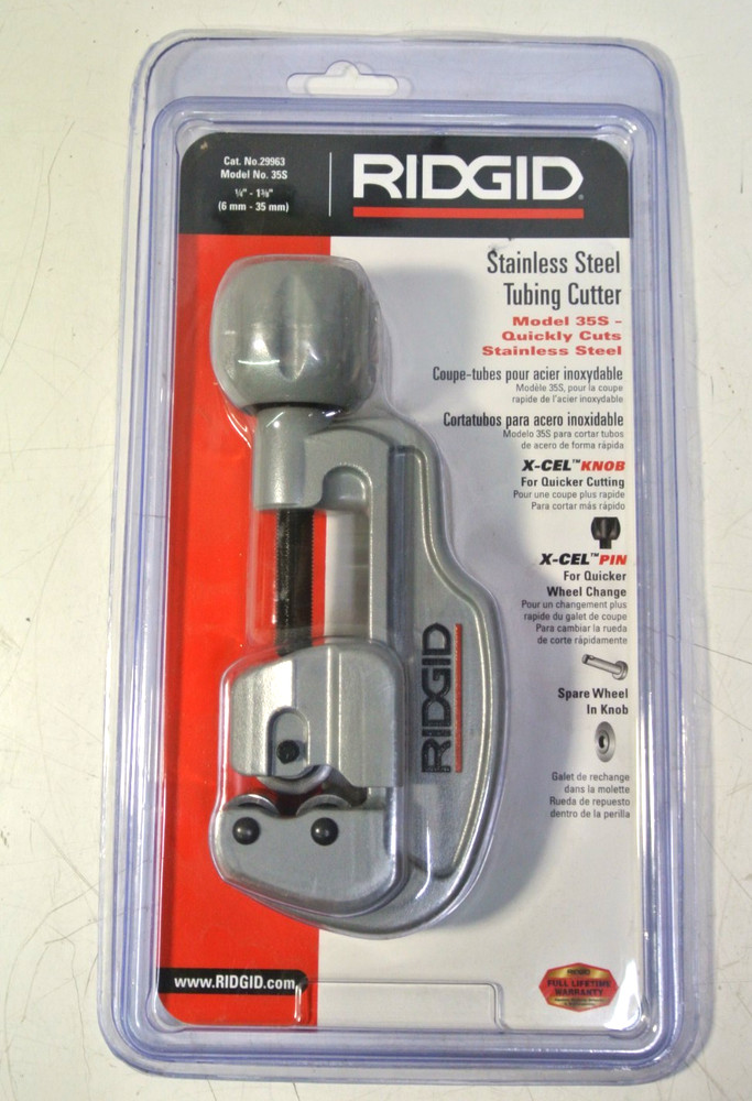 RIDGID 29963 Model 35S 1/4&Prime; to 1-3/8&Prime; Stainless Steel Tubing Cutter, X-CEL Knob