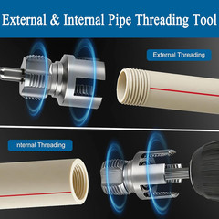 PVC Pipe Threader Set 3 Piece 1/2 inch 3/4 inch 1 inch Drill Thread Tool Kit Pro