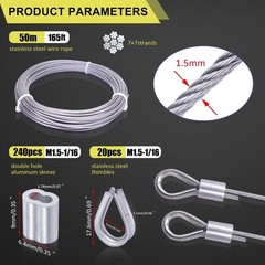 /Wire Rope Crimping Tool Up To 2.2mm With 240PCS 1/16&rdquo;Aluminum Crimping Loop Sl