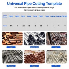 10 PCS Precision Pipe Saddle Template Cutting Guide Kit Metal PVC Pipes 3/4&Prime;-8&Prime;