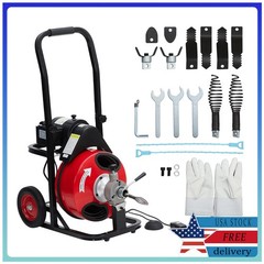 250W Electric Drain Cleaner Machine 100FT x 1/2&Prime; Portable Sewer Snake Auger