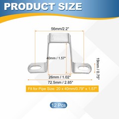 12pcs Square Pipe Clamp, 20x40mm U Shaped Tube Strap Clamp