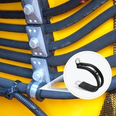 24Pcs 36mm(1-7/16&Prime;) Stainless Steel Rubber R-Tube Strap Clamp, Black