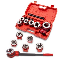 Ratchet Pipe Threader Kit Die Bar Head Handle Tool Set 1/4&rdquo; 3/4&rdquo; w/ 6 Dies